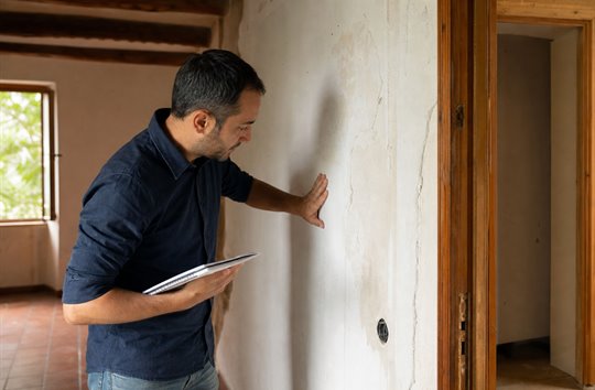 Survey walk-through assessing rooms before agreeing the work scope